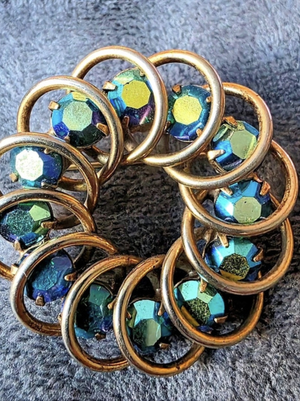 Jeweled Statement Brooch in Gold & Blue